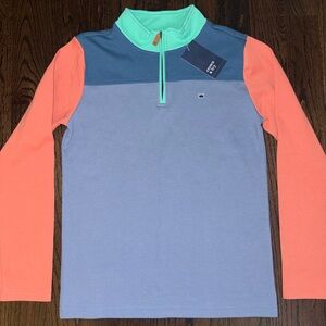 New- Kid Boys Youth XL Crown And Ivy 1/4 Zip Slate Blue, Mint, Coral Pull Over